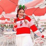 UNSPAZ Christmas Mouse Ears Headband, 2 PCS Christmas Ears for Women Kids, Sequin Bow Headbands for Christmas Parties Cosplay Costume (Peppermint Green & Red Snowflake)