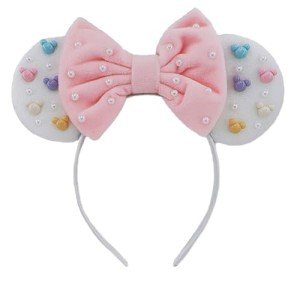 WW-WONDERFULWORLD Mouse Ears Headbands With Cute Mouse Heads and Exquisite Pearls Decoration, Soft Flannel Ears & Bow, for Costume Cosplay Party; TGBF