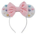 WW-WONDERFULWORLD Mouse Ears Headbands With Cute Mouse Heads and Exquisite Pearls Decoration, Soft Flannel Ears & Bow, for Costume Cosplay Party; TGBF
