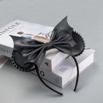 JIAHANG PU Mouse Ear Black Headband with Rivet, Halloween Bat Hair Bow Hairband, Festival Masquerade Party Decoration Role Play Costume Headwear for Women Girls