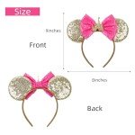 WOVOWOVO Mouse Ears Headbands for Women Girls Sparkle Bow Hairbands Halloween Christmas for Cosplay Costume Princess Party Decorations