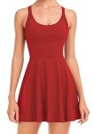 Womens Tennis Dress with Built in Shorts and Bra Workout Dress Golf Athletic Dress for Women Red