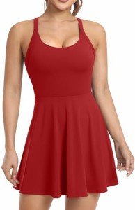 Easy Peezy Athletic Tennis Dresses for Women with Built in Shorts Bra Pockets - for Golf Workout Exercise