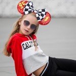 RAZKO Sequin Minnie Ears Headband, Glitter Red Lightning Mouse Ears with Bow, Park Princess Ears for Women, Girls, and Kids (Cars-95)
