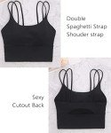 Everrysea Womens Longline Sports Bra Padded Yoga Workout Crop Tank Tops Strappy Camisole Fitness Shirts Black