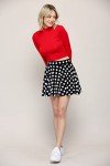 MBJ WB2382 Women's Casual Mini Flared Plain Pleated Skater Skirt with Shorts XXL Black_Polka