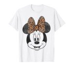 Disney Minnie Mouse Vintage Leopard Print Bow Portrait Short Sleeve T-Shirt