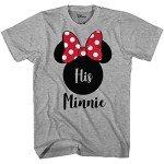 Disney His Minnie Couples Valentines Adult Funny Disneyland Graphic T-Shirt(Minnie Heather Grey,Large)