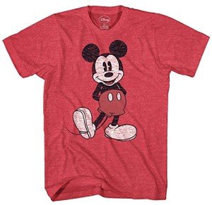 Disney mens Full Size Mickey Mouse Distressed Look T-shirt T Shirt, Red Heather, X-Large US