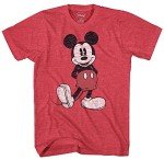 Disney mens Full Size Mickey Mouse Distressed Look T-shirt T Shirt, Red Heather, X-Large US