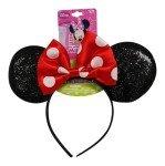 Minnie Mouse Sparkle Headband with Red Bow