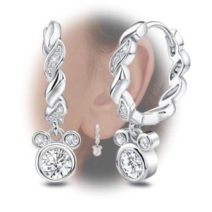 Disney Mouse Huggie Hoop Earrings in Sterling Silver