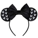 WOVOWOVO Mouse Ears Headbands for Women Girls Black Bow Pearl Hairbands Velvet Headband Christmas Cosplay Costume Princess Party Decorations
