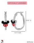 Silver Mickey Mouse Hoop Earrings with Cubic Zirconia