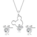 Disney Mickey Mouse Silver Plated Earrings and Necklace