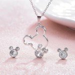 Disney Mickey Mouse Silver Plated Earrings and Necklace