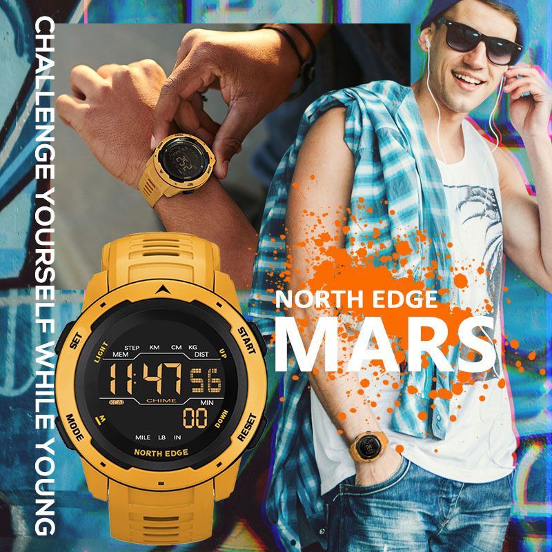 NORTH EDGE Men's Waterproof Sports Digital Watch