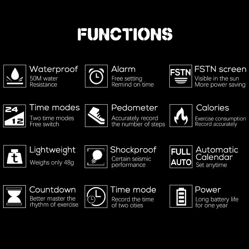 NORTH EDGE Men's Waterproof Sports Digital Watch