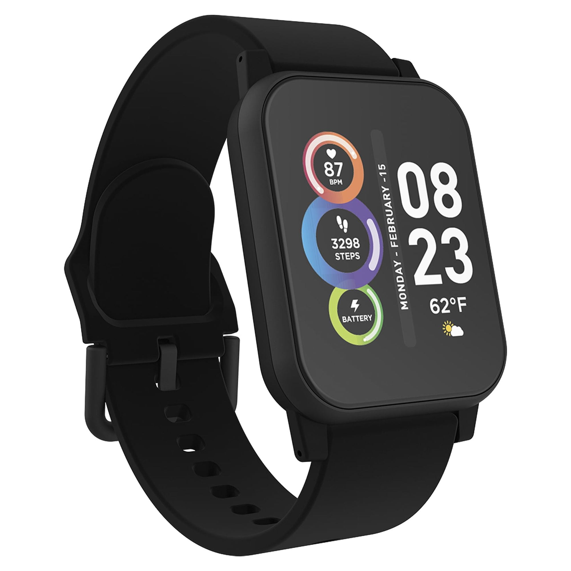 iTech Unisex Sport Smartwatch - Black Silicone