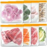 Gallon Size Reusable Silicone Freezer Bags - 8 Pack