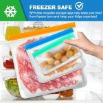 Gallon Size Reusable Silicone Freezer Bags - 8 Pack