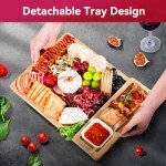 Charcuterie Board Set, Easoger Bamboo Cheese Board, 2024 Charcuterie Board and Knife Set, House Warming, Wedding, Birthday Party