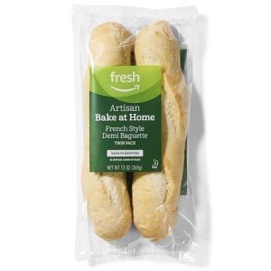 Amazon Fresh Brand, Artisan Bake At Home French Style Demi Baguette, Frozen, 12 Oz, 2 Count