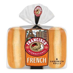 Francisco French Sandwich Rolls, 6 count, (3.08 oz each), White Sandwich Rolls, 18.5 oz Bag
