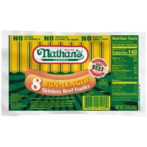 Nathan's 8 Bun-Length Skinless Beef Franks