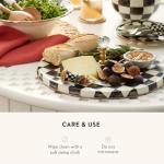 MACKENZIE-CHILDS Cheese Course, Cute Cheese Board and Serving Board for Charcuterie, Black-and-White Courtly Check