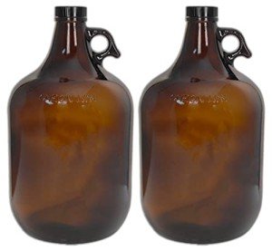 Amber Glass Jug 1 Gallon with 38mm Cap - 2 Pack