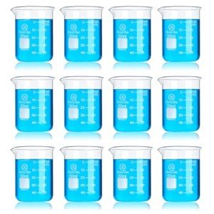 HUAOU 12-Piece 50ml Glass Beaker Set