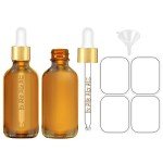 Amber Glass Dropper Bottles with Golden Caps - 2 Pack