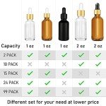 Amber Glass Dropper Bottles with Golden Caps - 2 Pack