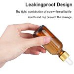Amber Glass Dropper Bottles with Golden Caps - 2 Pack
