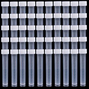 50 Pack 10ml White Plastic Test Tubes with Caps