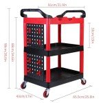 MaxWorks 50886 3-Shelf Rolling Utility Cart