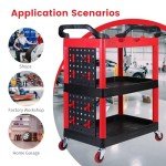 MaxWorks 50886 3-Shelf Rolling Utility Cart