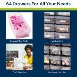 64-Drawer Plastic Storage Cabinet - Versatile Organizer