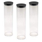 Clear Plastic Storage Tubes with Black Lids - 5 Pack