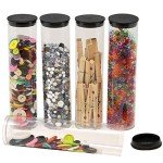 Clear Plastic Storage Tubes with Black Lids - 5 Pack