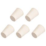 White Tapered Rubber Stoppers for Lab Tubes - 5 Pack