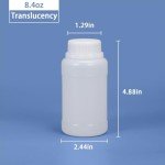 Wide Mouth PE Plastic Lab Reagent Bottle, 8.4oz