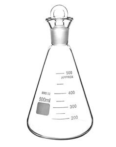 QWORK 500ml Borosilicate Glass Flask with Stopper