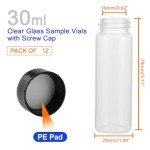 30ml Glass Sample Bottles with Screw Caps - 12PCS