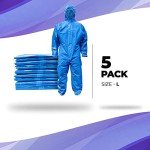 Blue Disposable Coveralls with Hood - Pack of 5