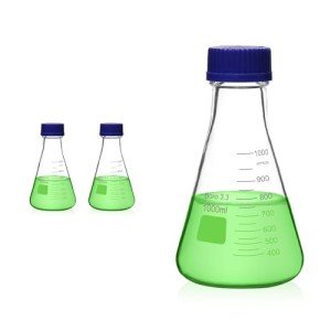 1000ml Glass Erlenmeyer Flask Set with Blue Caps