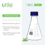 1000ml Glass Erlenmeyer Flask Set with Blue Caps