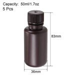 Brown 50ml Plastic Lab Chemical Reagent Bottles - 5pcs