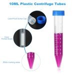 10ML Plastic Centrifuge Tubes with Screw Caps - 100 Pcs
